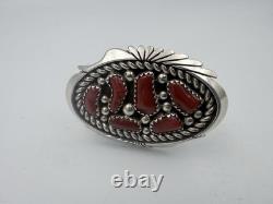 KEITH JAMES NAVAJO MEDITERRANEAN CORAL SZ. 10 Sterling Silver 17.78 Grams