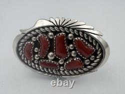 KEITH JAMES NAVAJO MEDITERRANEAN CORAL SZ. 10 Sterling Silver 17.78 Grams