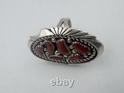 KEITH JAMES NAVAJO MEDITERRANEAN CORAL SZ. 10 Sterling Silver 17.78 Grams