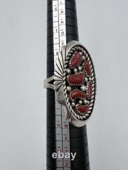 KEITH JAMES NAVAJO MEDITERRANEAN CORAL SZ. 10 Sterling Silver 17.78 Grams