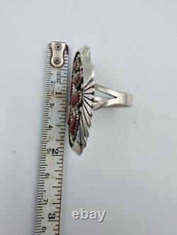 KEITH JAMES NAVAJO MEDITERRANEAN CORAL SZ. 10 Sterling Silver 17.78 Grams