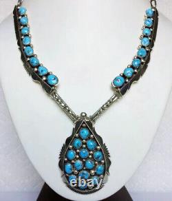 Kenneth Jones Native American Navajo Sterling Silver Morenci Turquoise Necklace