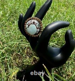 LARGE TURQUOISE STERLING SILVERRING 1 diameter size approx 5.5-6