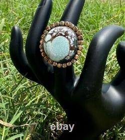 LARGE TURQUOISE STERLING SILVERRING 1 diameter size approx 5.5-6