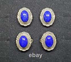 LOT of 4 (FOUR) Native American Handmade Sterling Silver Lapis Ring Navajo