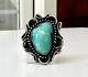Large Bold Navajo Sterling Silver Turquoise Atencio Ihmss Native American Ring
