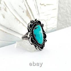 Large Bold Navajo Sterling Silver Turquoise Atencio IHMSS Native American Ring