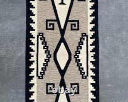 Large Gray Southwest Navajo Wool Runner Rug Native American Tribal Rug 2×8 ft