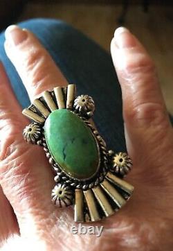 Large Native American Navajo Sterling Silver, High Grade Royston Turquoise Ring