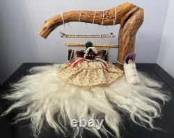 Large Native American Navajo Weaver Doll with Baby Handcrafted