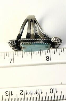 Large Native American Sterling Silver Navajo Kingman Turquoise Ring Size 6 & 3/4