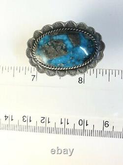 Large Native American Sterling Silver Navajo Kingman Turquoise Ring Size 7