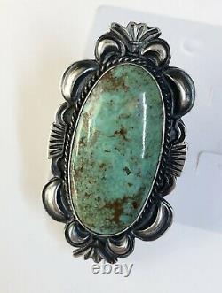 Large Native American Sterling Silver Navajo Kingman Turquoise Ring Size 9