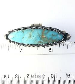 Large Native American Sterling Silver Navajo Turquoise Ring Size 10 Adjustable