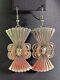 Large Native American Style Navajo Inspired Sterling Silver Dangle Earrings Rare