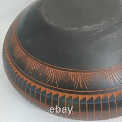 Large Signed P White Native American Navajo Etched Red Clay Seed Vase