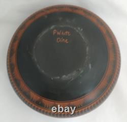 Large Signed P White Native American Navajo Etched Red Clay Seed Vase