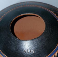 Large Signed P White Native American Navajo Etched Red Clay Seed Vase