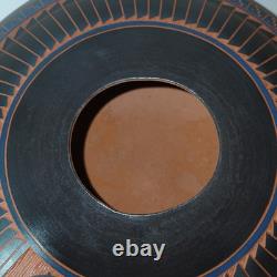 Large Signed P White Native American Navajo Etched Red Clay Seed Vase