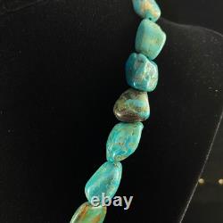 Large Vintage Native American Natural Blue Turquoise Nugget Beaded Necklace A127