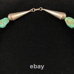 Large Vintage Native American Natural Blue Turquoise Nugget Beaded Necklace A127