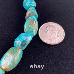 Large Vintage Native American Natural Blue Turquoise Nugget Beaded Necklace A127