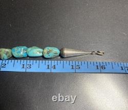 Large Vintage Native American Natural Blue Turquoise Nugget Beaded Necklace A127