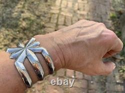 Large Vintage Native American Navajo Cuff Statement Bracelet Sand Cast