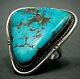 Large Vintage Navajo Native American Sterling Silver Turquoise Ring Stunning