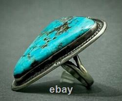 Large Vintage Navajo Native American Sterling Silver Turquoise Ring STUNNING