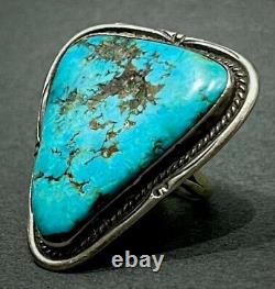 Large Vintage Navajo Native American Sterling Silver Turquoise Ring STUNNING