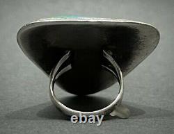 Large Vintage Navajo Native American Sterling Silver Turquoise Ring STUNNING