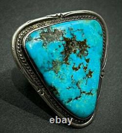 Large Vintage Navajo Native American Sterling Silver Turquoise Ring STUNNING