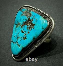 Large Vintage Navajo Native American Sterling Silver Turquoise Ring STUNNING