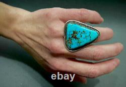 Large Vintage Navajo Native American Sterling Silver Turquoise Ring STUNNING