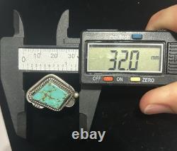 Large Vtg Navajo Native American Sterling Silver & Turquoise Clip On Earrings