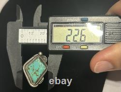 Large Vtg Navajo Native American Sterling Silver & Turquoise Clip On Earrings