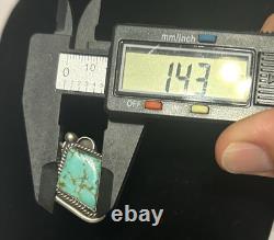 Large Vtg Navajo Native American Sterling Silver & Turquoise Clip On Earrings