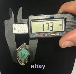 Large Vtg Navajo Native American Sterling Silver & Turquoise Clip On Earrings