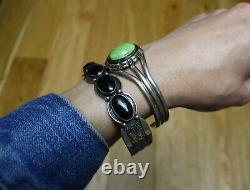 Larry Yazzie Native American Navajo Sterling Silver Turquoise Cuff Bracelet