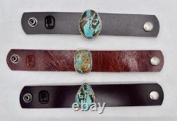 Leather Cuff Bracelet Royston Blue Oval Stone Leather