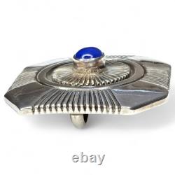 Leonard Nez Native American Navajo Sterling Silver Lapis Lazuli Pendant Brooch