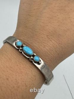 Livingston Navajo Native American Sterling Blue Turquoise Cuff Bracelet