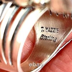 Long 5 Stone Navajo Ring Sz 8 Sterling Signed Yazzie Turquoise Native American