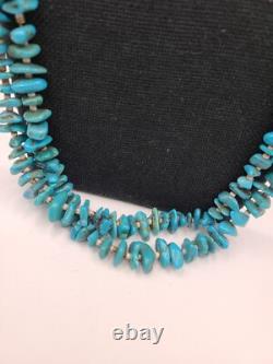 Long Cone Vintage Native American Navajo Turquoise Sterling Silver Necklace 31