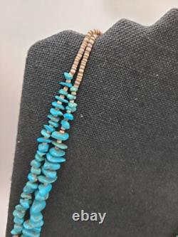 Long Cone Vintage Native American Navajo Turquoise Sterling Silver Necklace 31