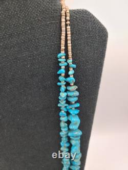 Long Cone Vintage Native American Navajo Turquoise Sterling Silver Necklace 31