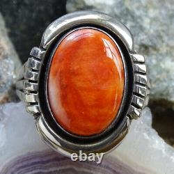 Lonnie Willie Navajo Orange Spiny Oyster Sterling Ring Size 6.5 Native American