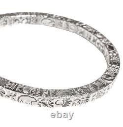 Lujan Sterling Southwest, Native American, Navajo 4-Sided Hand-stamped Bracelet