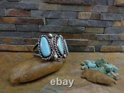 MAGNIFICENT! 105g NAVAJO 4 HI GRADE GEM TURQUOISE CUFF STERLING OLD PAWN HARVEY